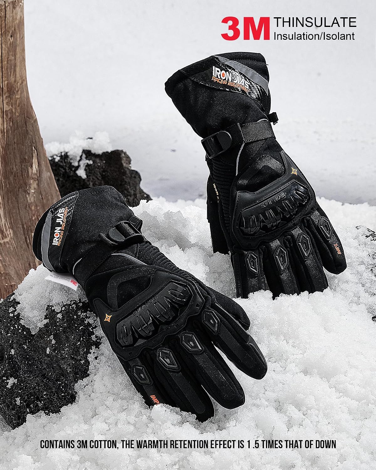Guantes de moto de invierno cálido apto para pantalla táctil, imper...