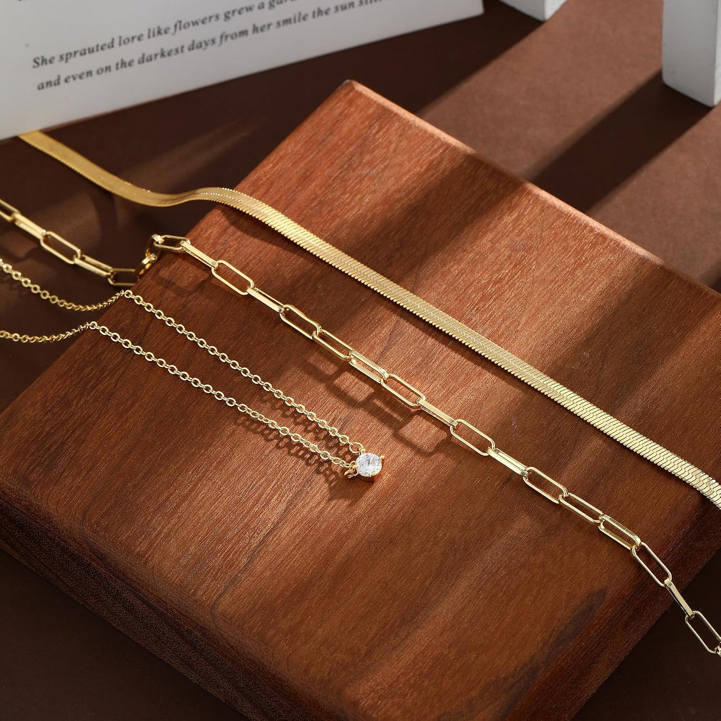 Coshilta Collares de oro en capas para mujer, chapado en plata de l...