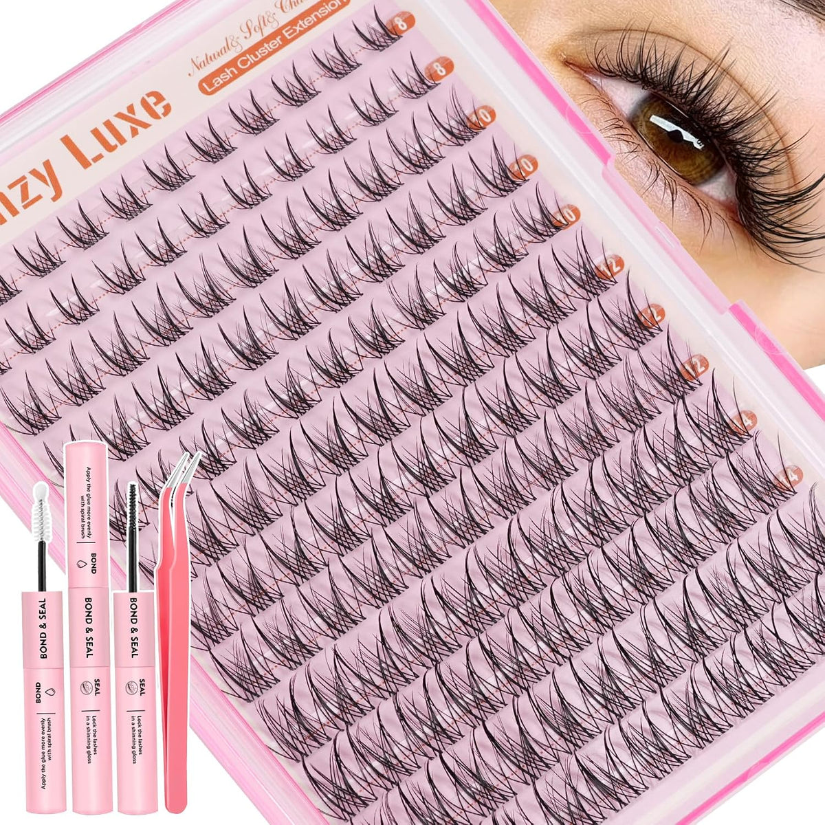 Kit de racimos de pestañas de manga Wispy de 0.315-0.551 in, kit de...