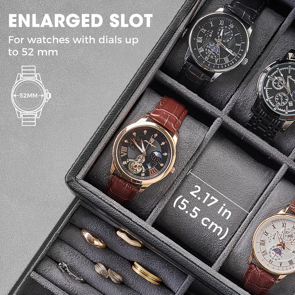 ProCase Caja de reloj premium para hombre, caja organizadora de joy...