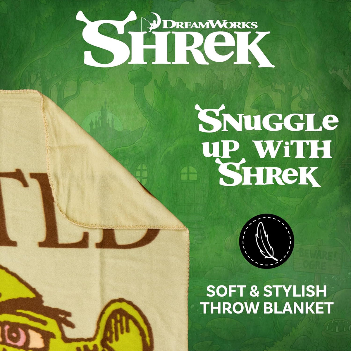 Silver Buffalo Shrek Wanted Ogres Sign - Manta de forro polar de 45...