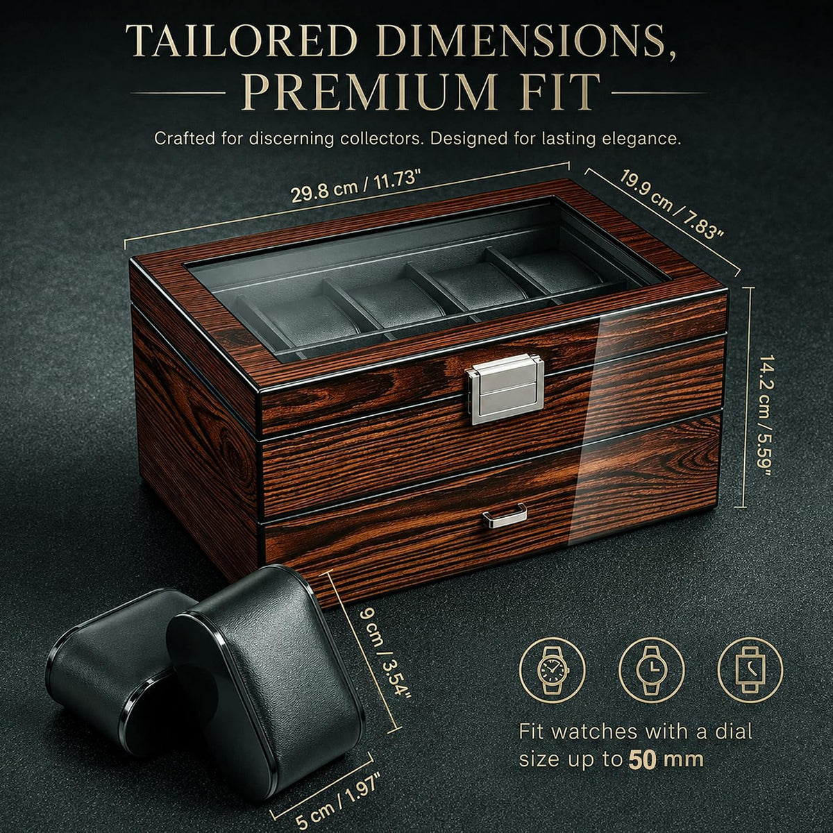 BEWISHOME Caja de reloj de gama alta, organizador de caja de reloj...
