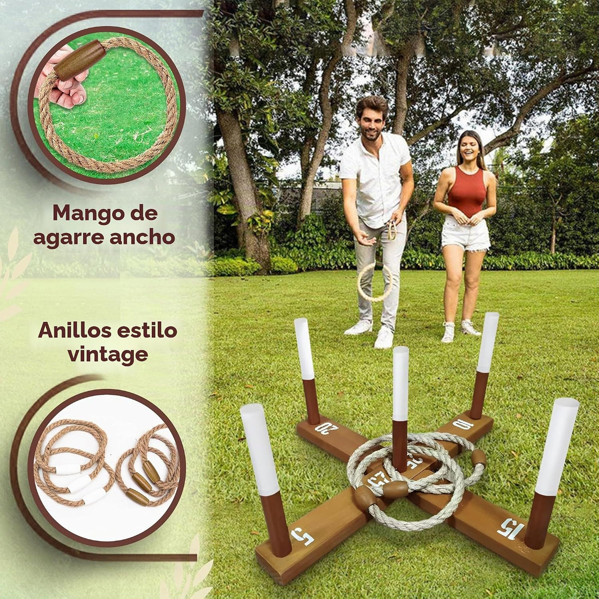 Juego de lanzamiento de anillos CircleCraft, incl. 6 anillos de cue...