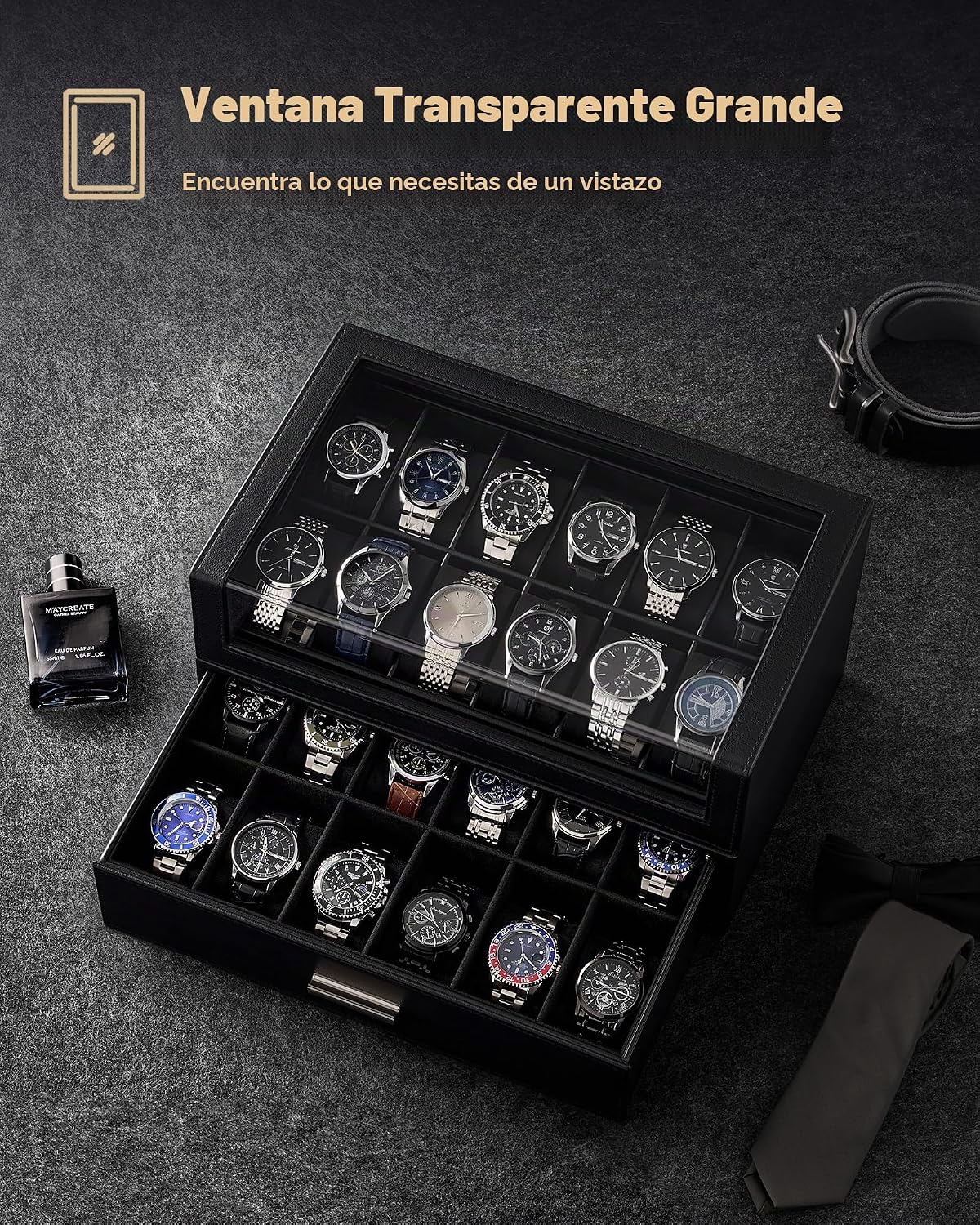ProCase Caja de reloj para hombres, soporte de exhibición de reloj...