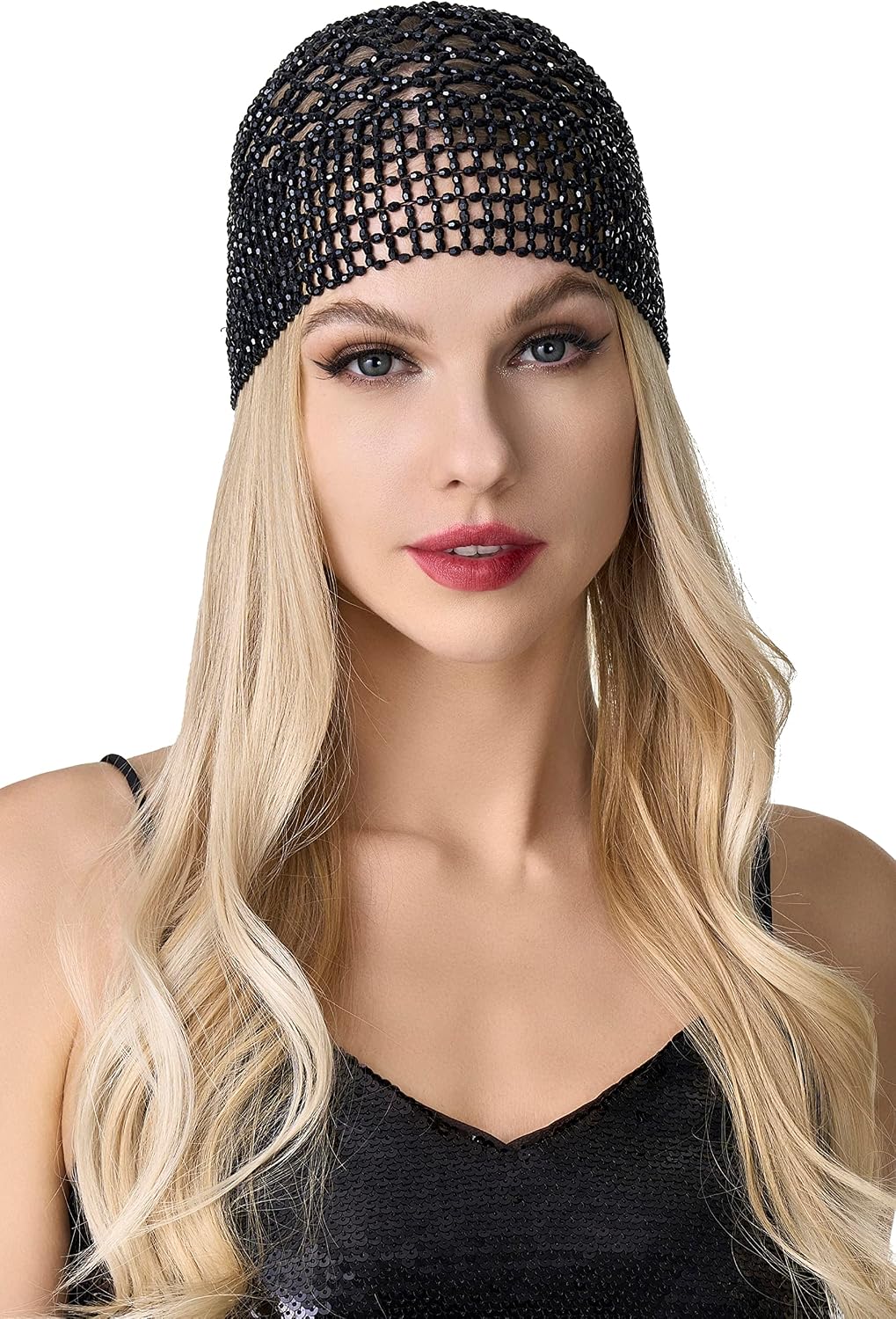 BABEYOND Gorra con cuentas de los años 20, para danza del vientre,...