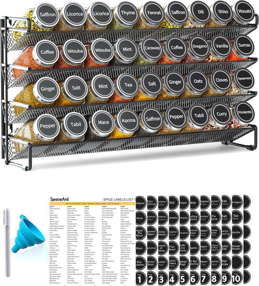 SpaceAid - Organizador de especias con 36 tarros de especias, 386 e...