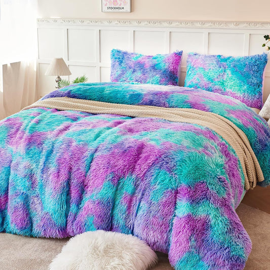 PERFEMET Juego de ropa de cama de pelo esponjoso para niñas tamaño...