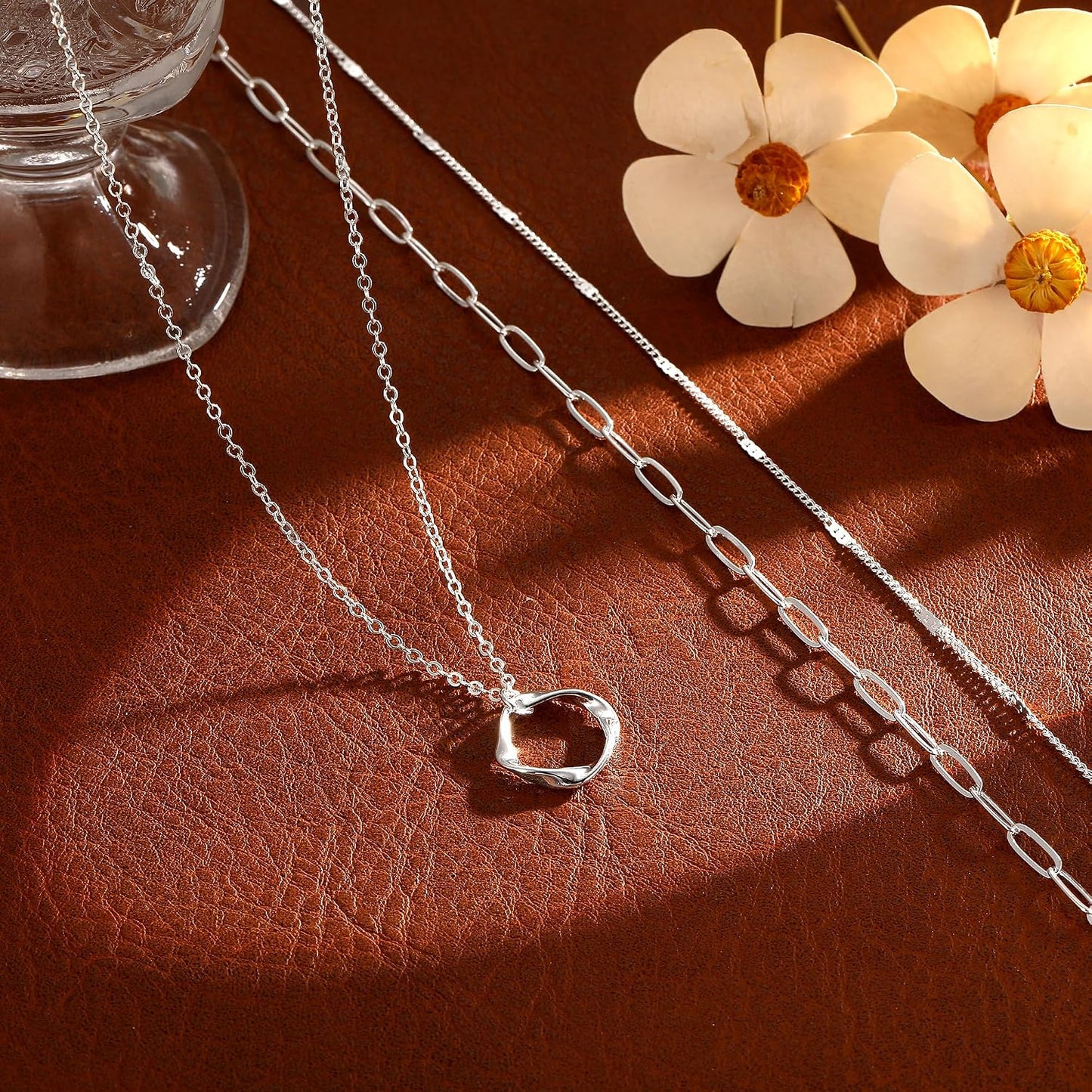 CAROVO Collar en capas de oro\/plata para mujer, chapado en oro\/pl...