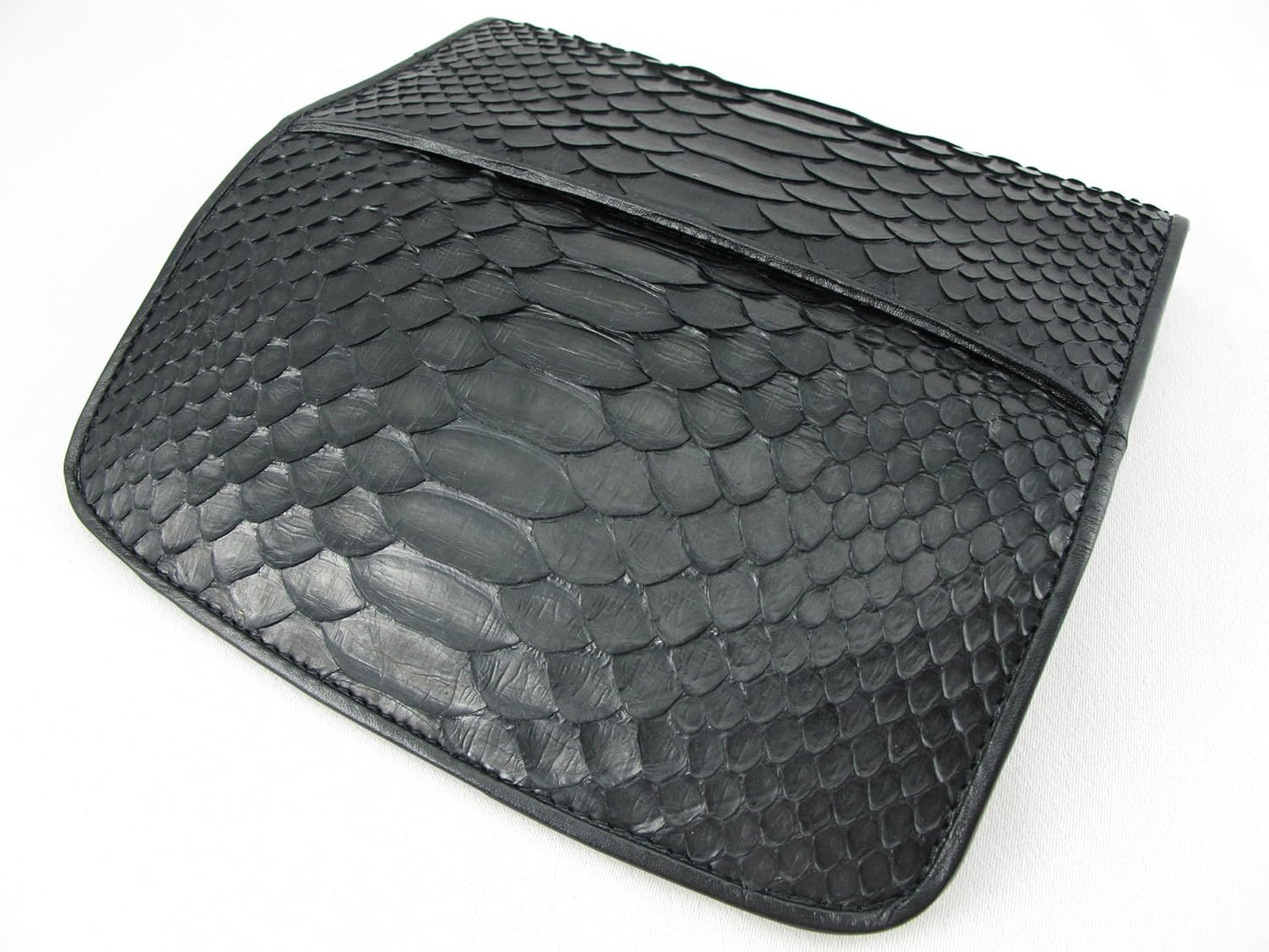 Pelgio Cartera de embrague triple de piel de serpiente de pitón aut...