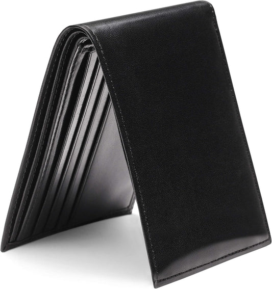 Bosca Cartera de 8 bolsillos para hombre en piel vieja - RFID, Negro -