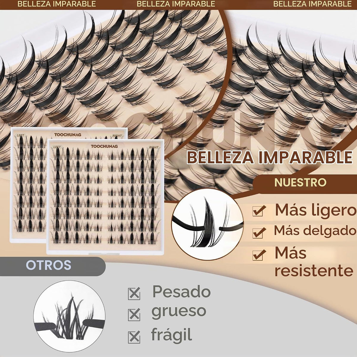 TOOCHUNAG Manga, racimos de pestañas naturales de hadas, extensione...
