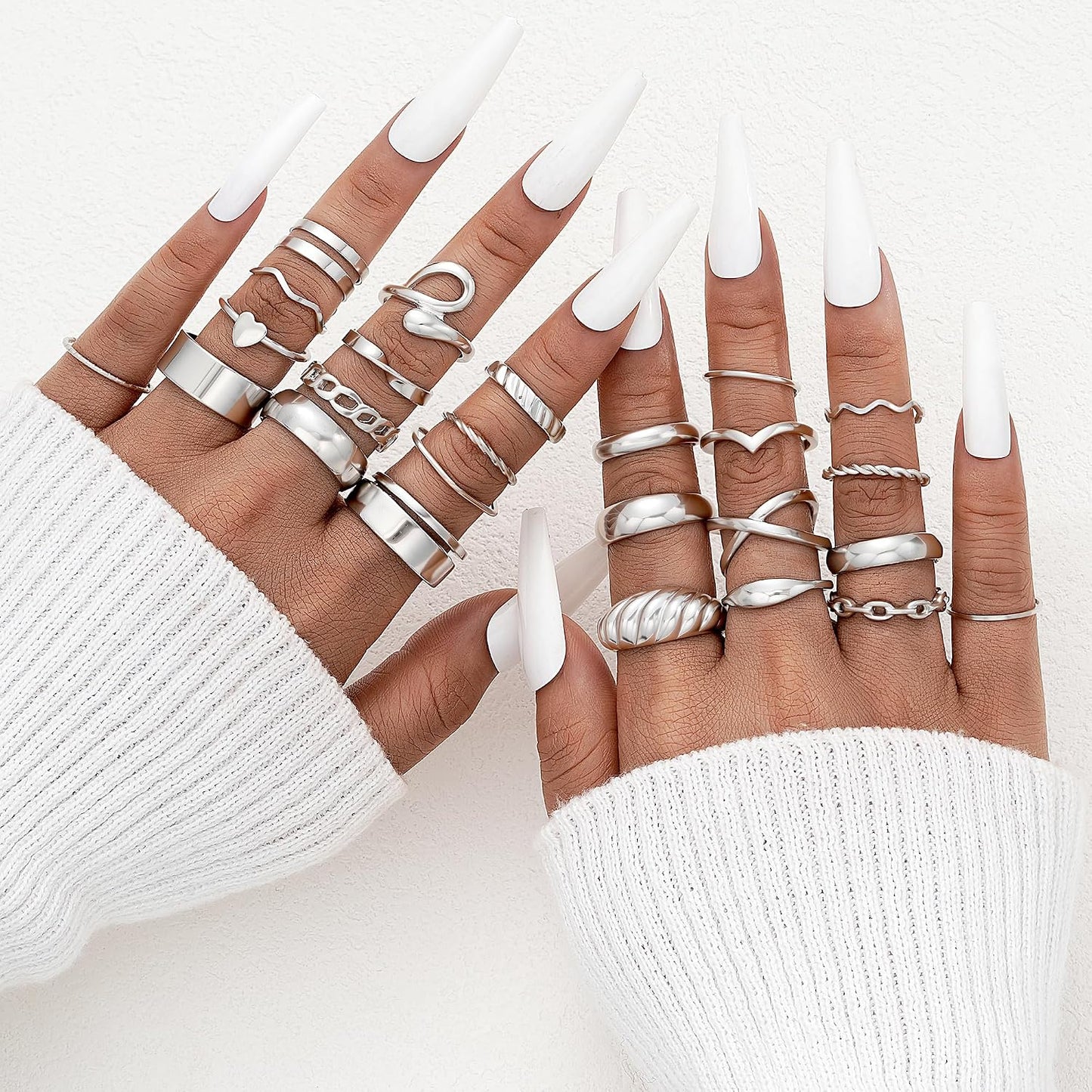 YEEZII Juego de 25 anillos dorados para nudillos para mujer, lindos...