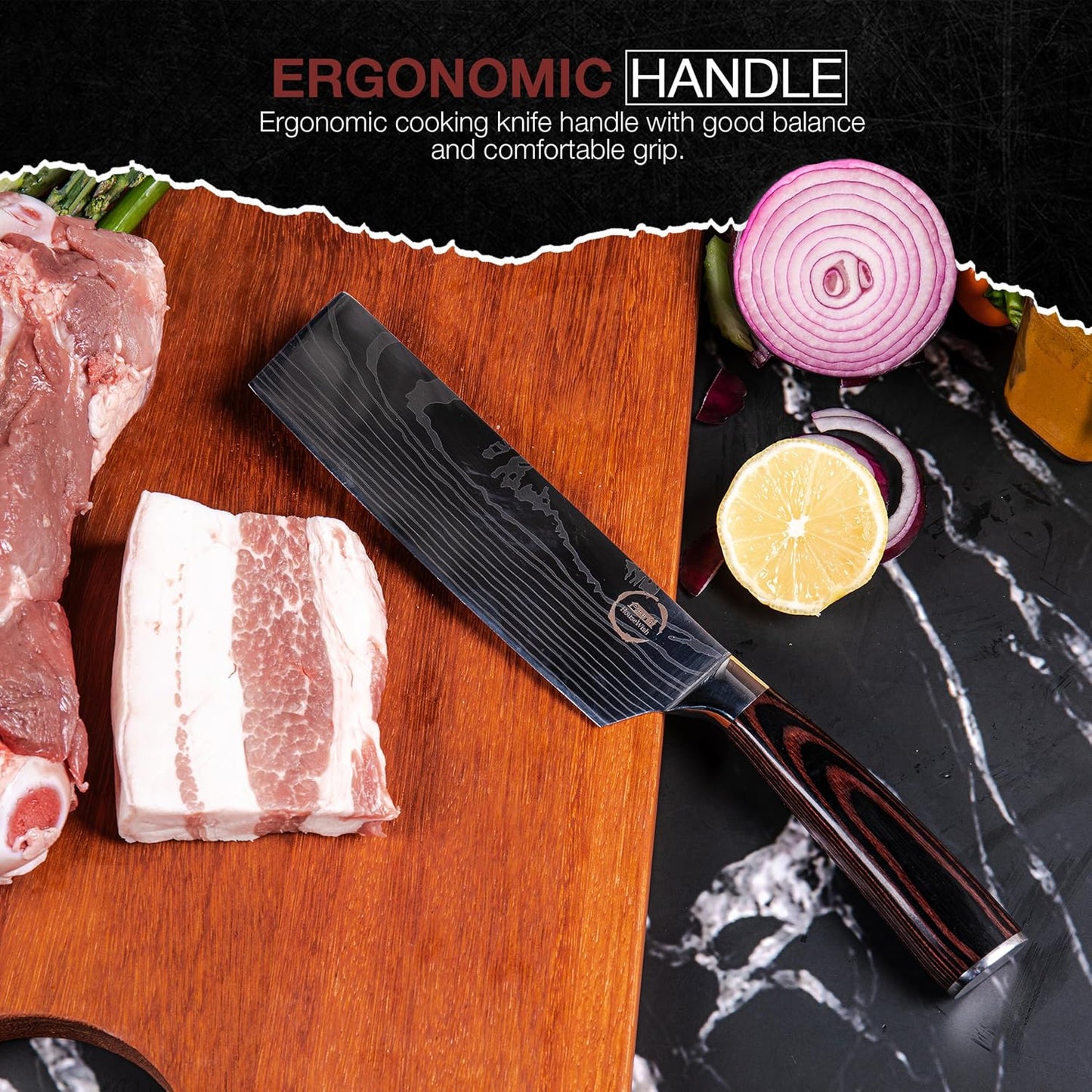 HouseWish 8 piezas de cuchillos de chef - Cuchillos de acero inoxid...