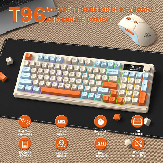 FREEWOLF T96 - Peine de teclado y mouse inalámbricos para juegos, i...