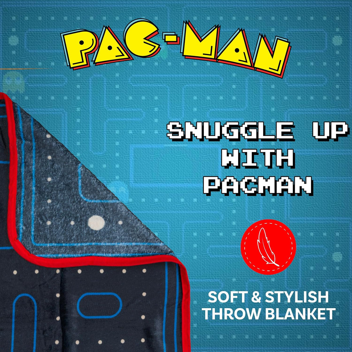 Silver Buffalo Pacman - Manta de forro polar de 45 x 60 pulgadas, s...