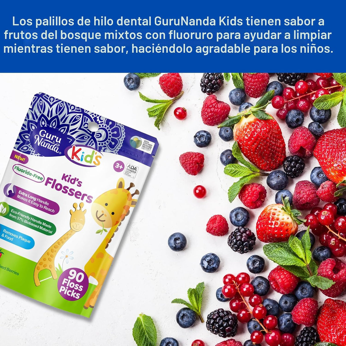 GuruNanda Palillos de hilo dental para niños, palillos extralargos...