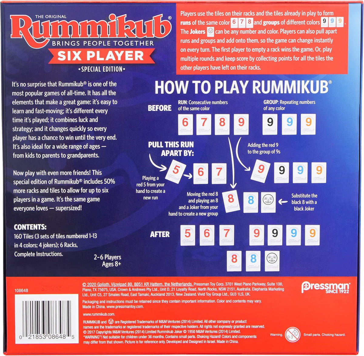 Rummikub Edición para seis jugadores, el clásico juego de fichas Ru...
