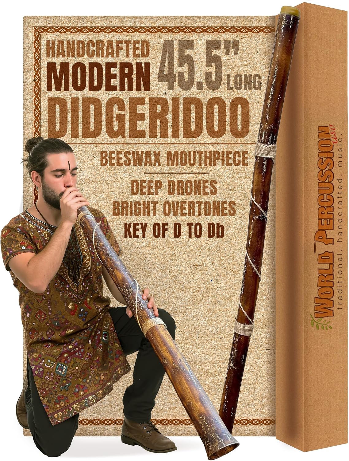 Didgeridoo manual moderno, con boquilla para tocar fácilmente.