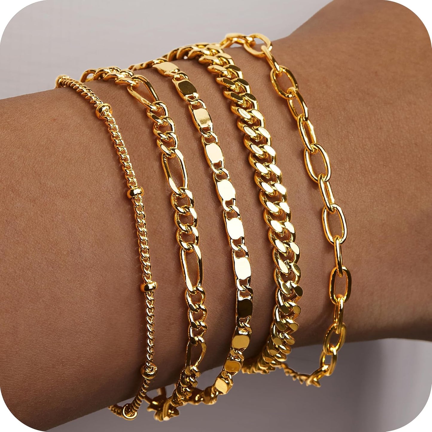 Gokeey Juego de pulseras de oro para mujer, no se deslustran, moder...
