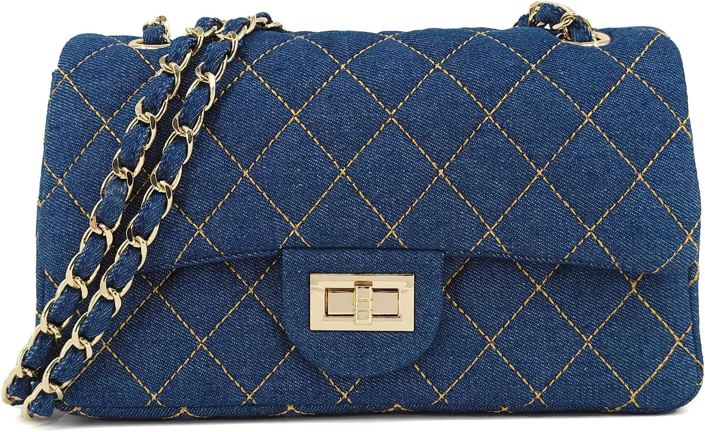M-ioi-M Bolsos cruzados acolchados de mezclilla para mujer, bolsos...