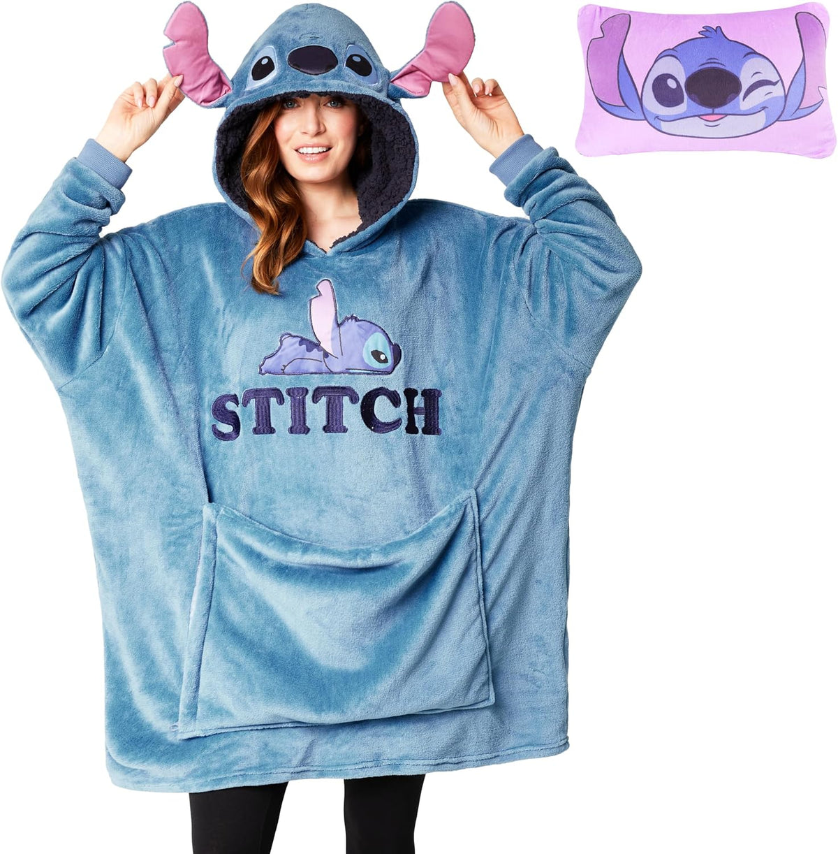 Disney Stitch Blanket - Sudadera con capucha para adultos, 2 en 1,...