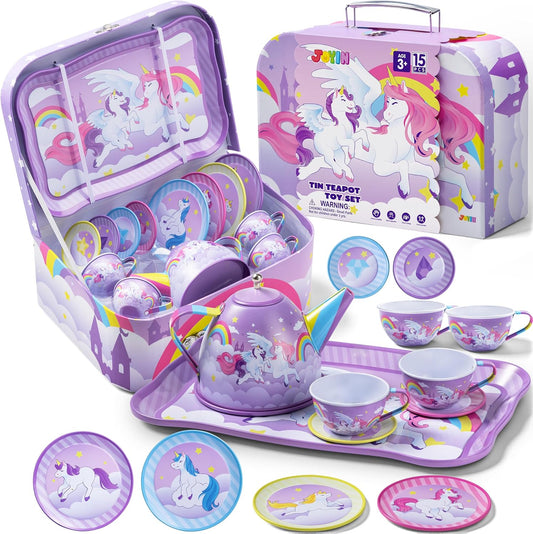 JOYIN Juego de fiesta de té de unicornio para niñas pequeñas, juego...