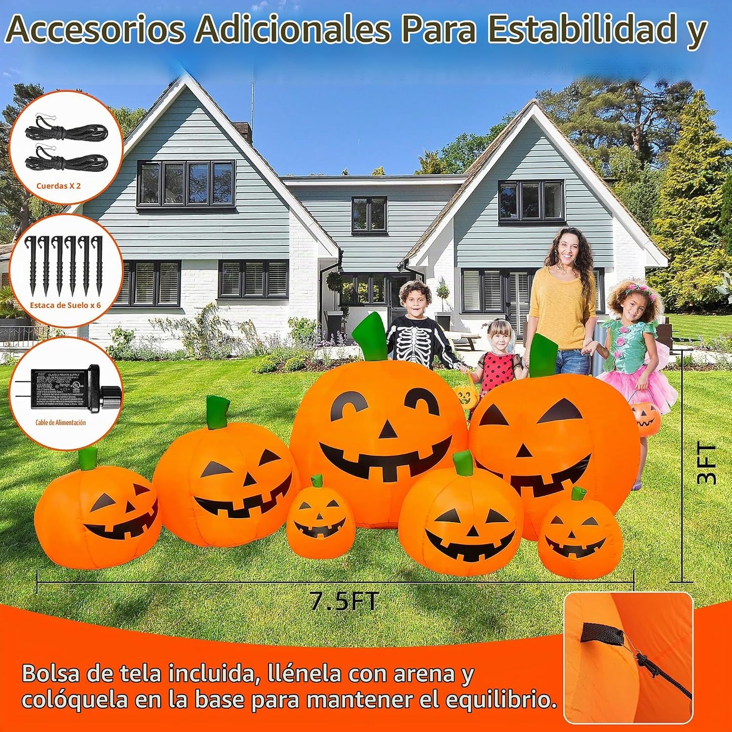 Decoraciones de Halloween para exteriores, calabazas inflables de 7...
