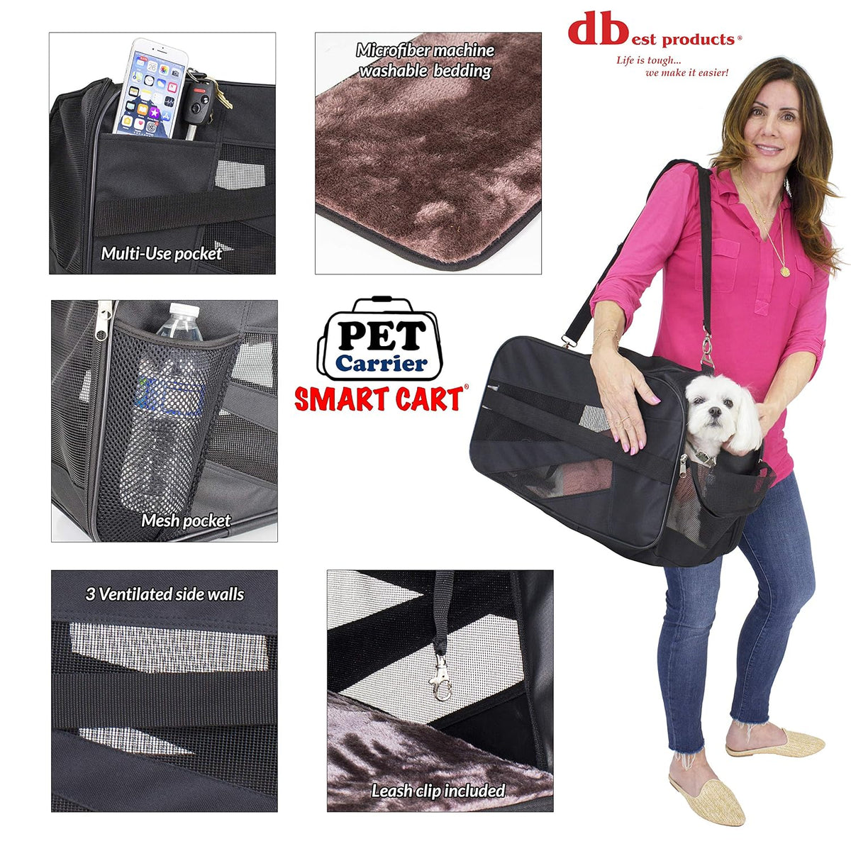 dbest products Carro de Mascotas Pet Smart, Grande, Negro, Bolsa de...