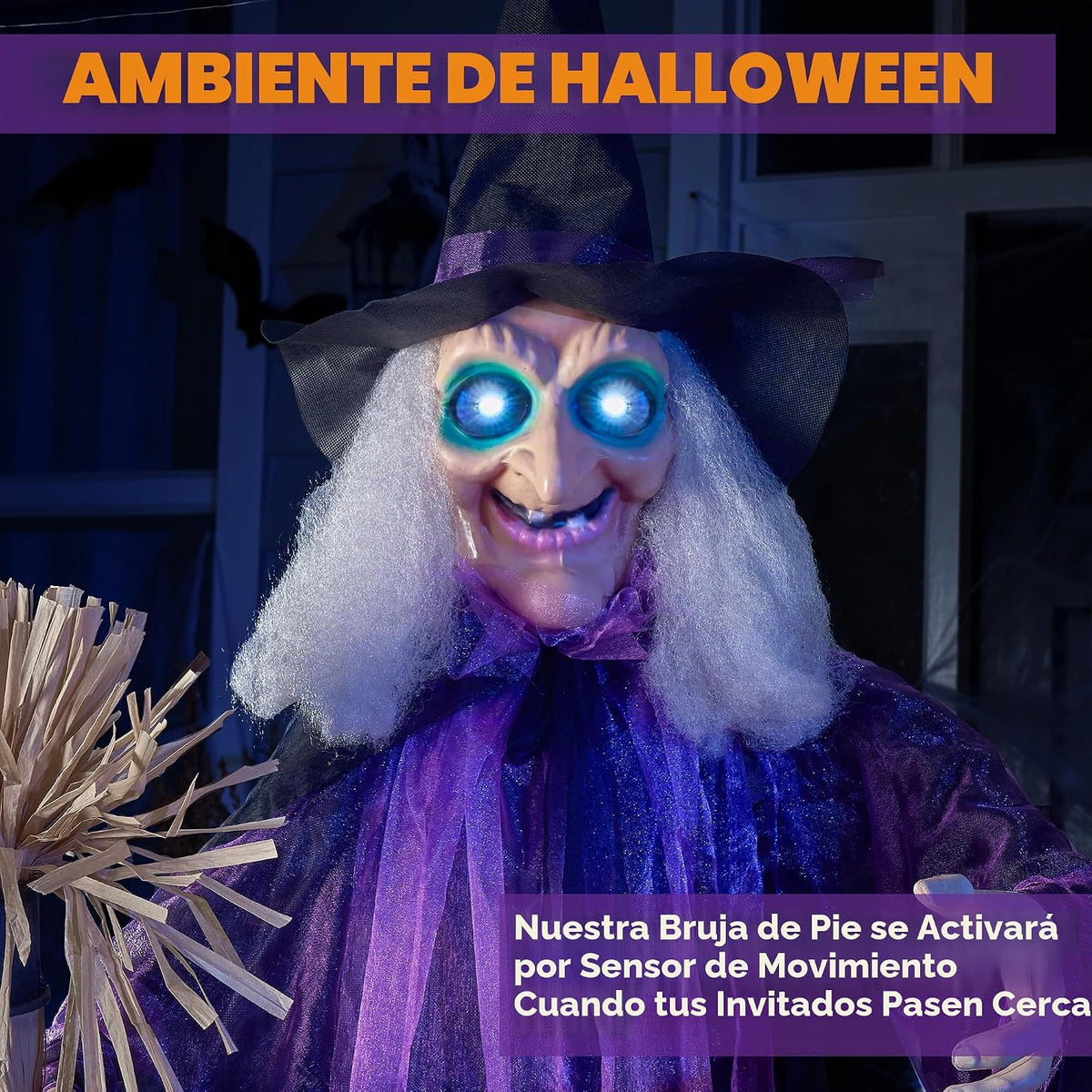 JOYIN - Decoración de Halloween para exteriores de 183 cm, bruja an...