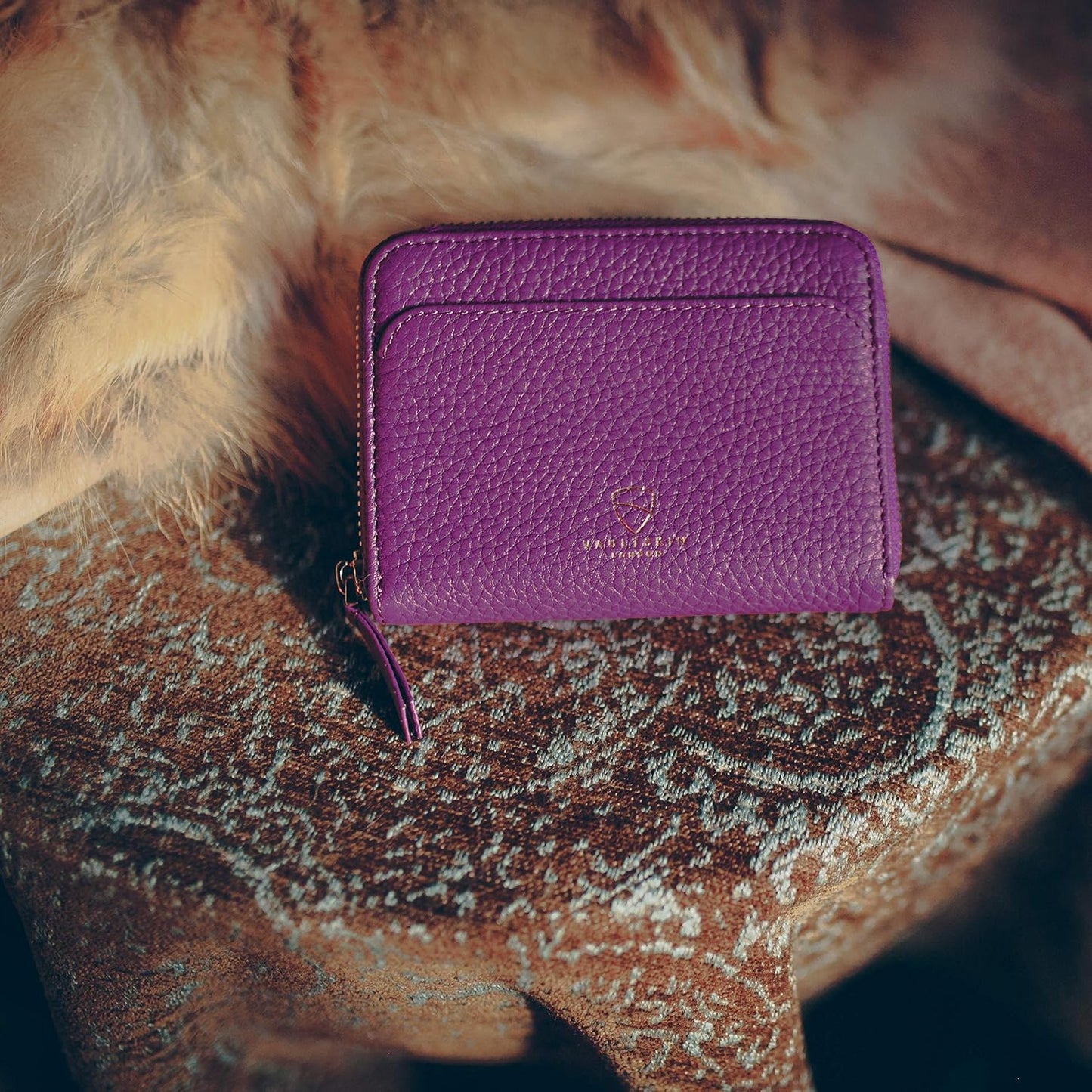 Vaultskin Cartera pequeña para mujer, tarjetero de cuero con bloque...