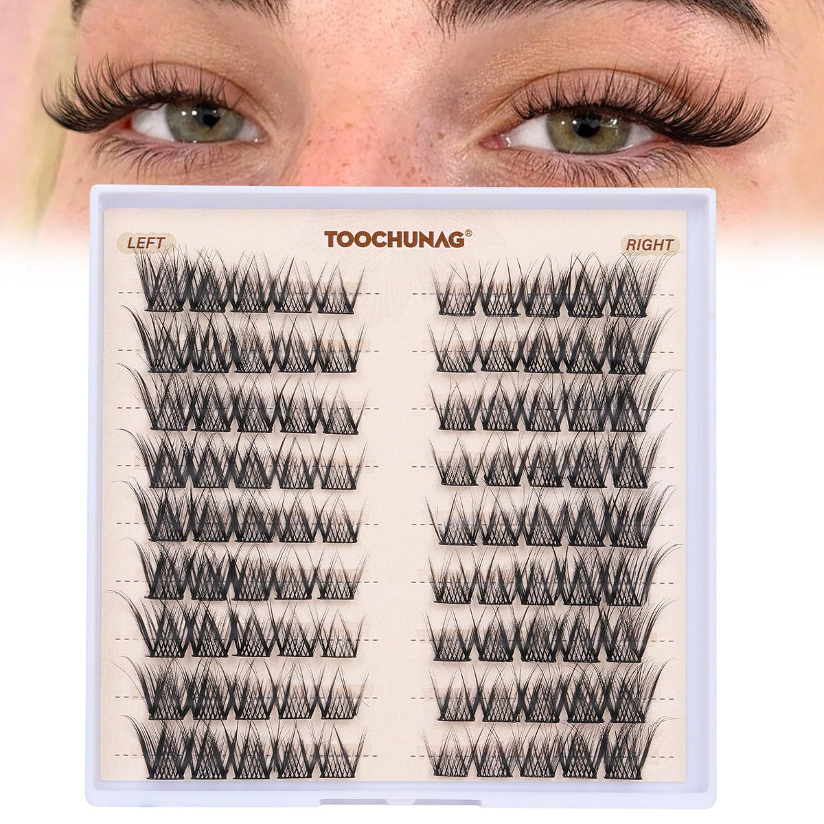 TOOCHUNAG Racimos de pestañas naturales, extensiones de pestañas in...