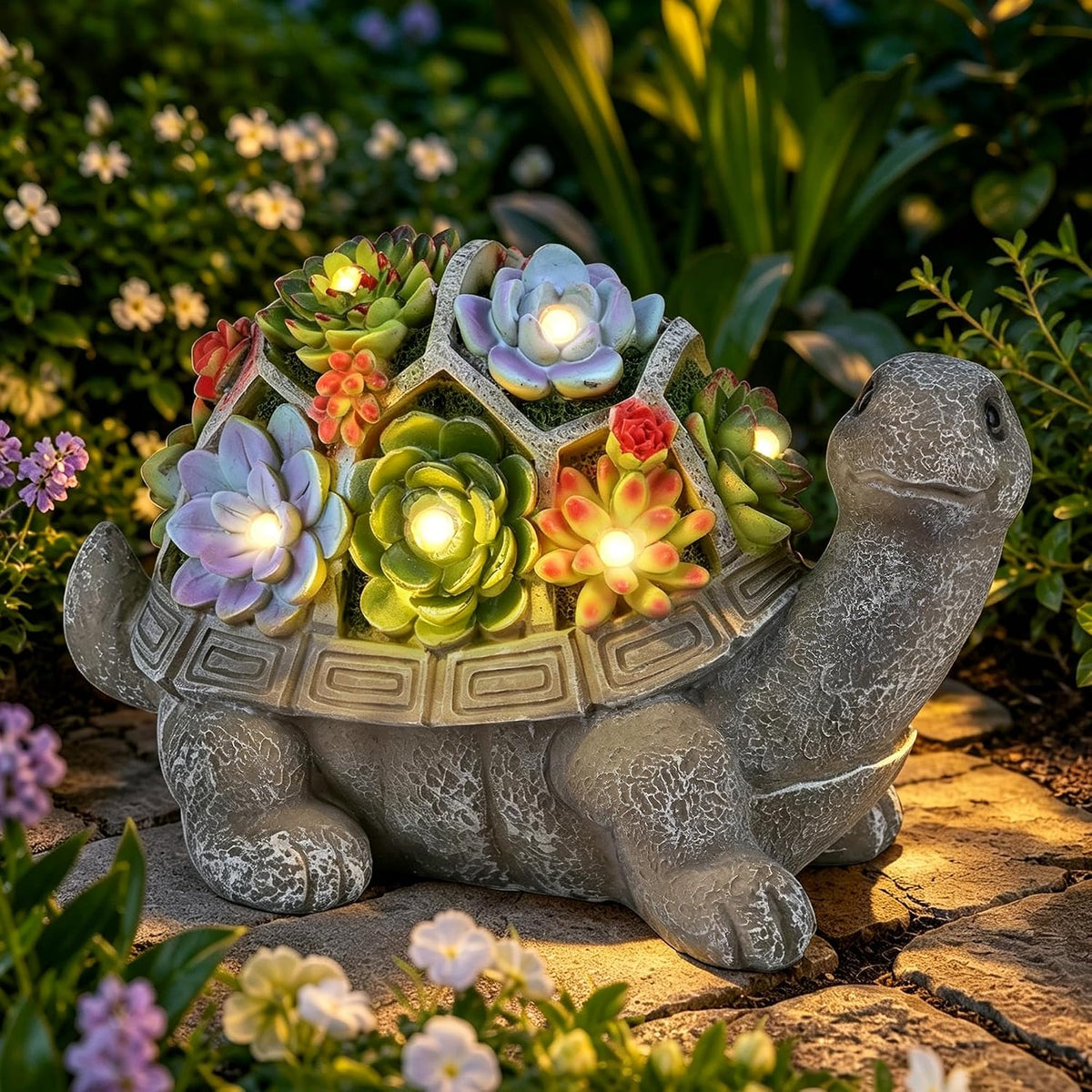 GIGALUMI Estatuas de jardín solares de 11.5 pulgadas, luces de figu...