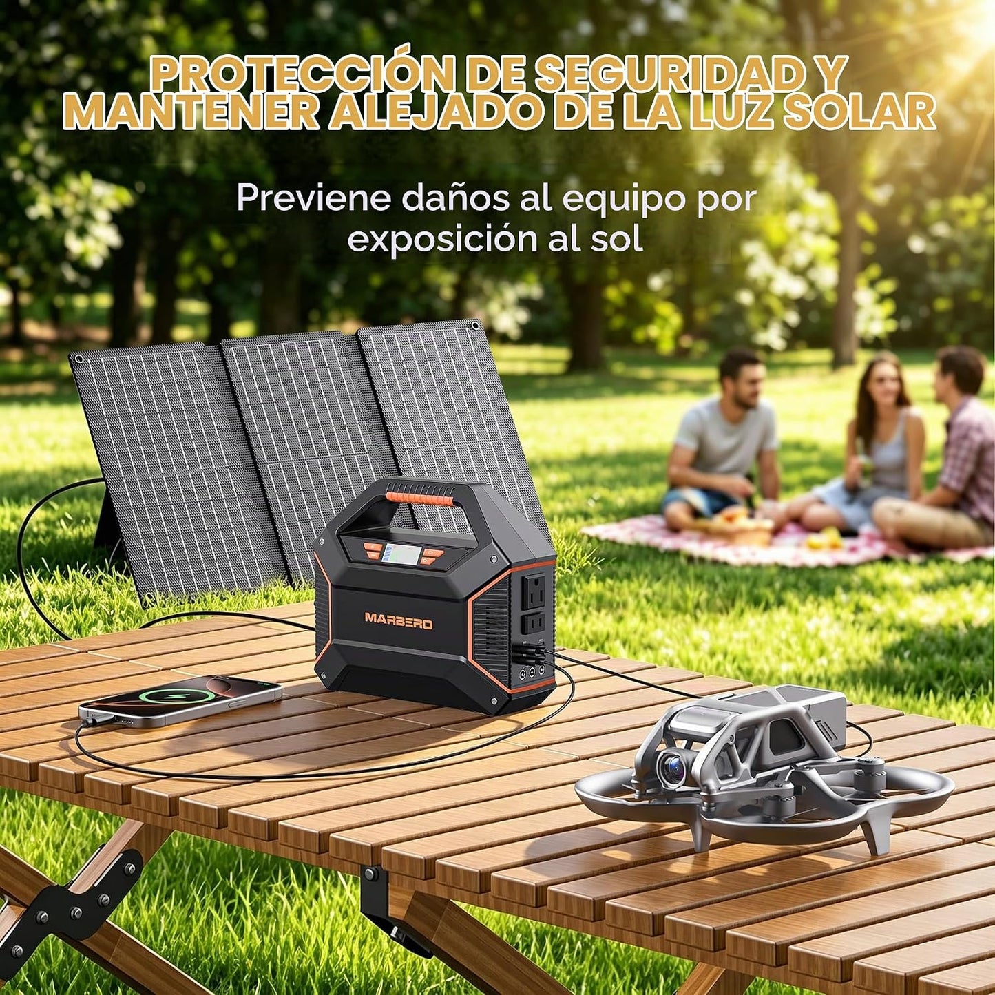 MARBERO Generador solar de 155 Wh con panel solar incluido Estación...