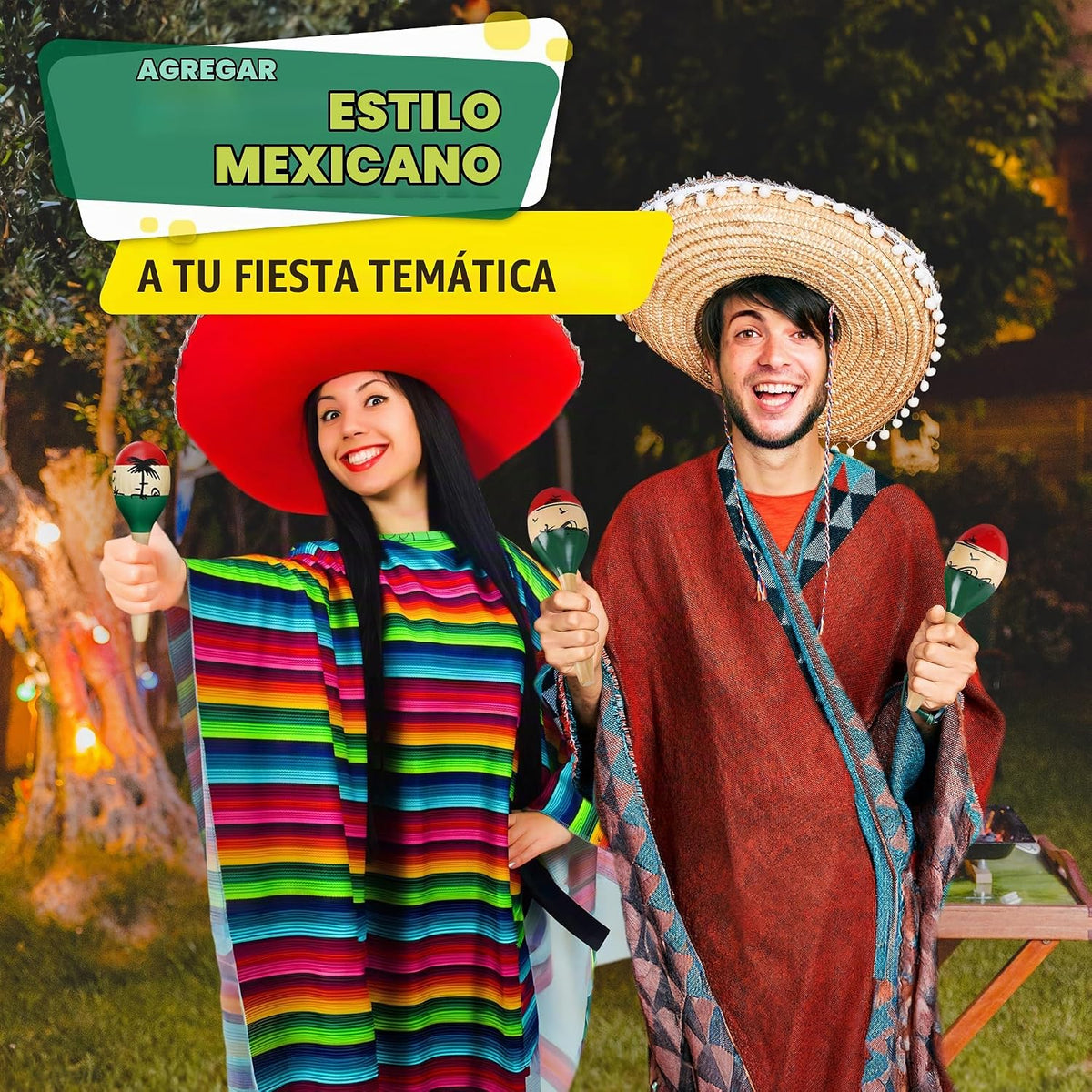 2 Maracas mexicanas para niños y adultos, 9.6 pulgadas, construcció...