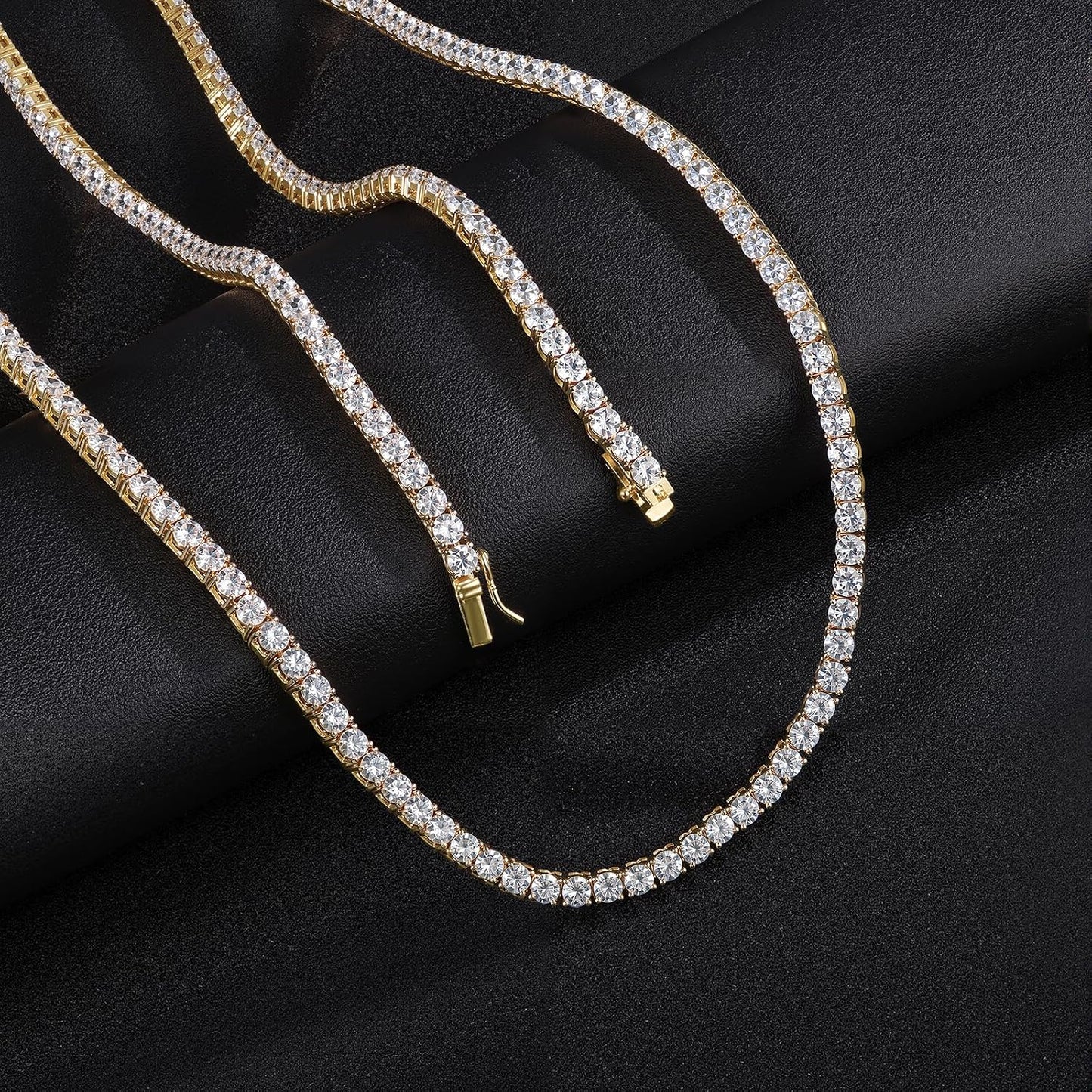 Gemsme Collar de tenis con circonita cúbica de 15\/64 pulgadas, cha...