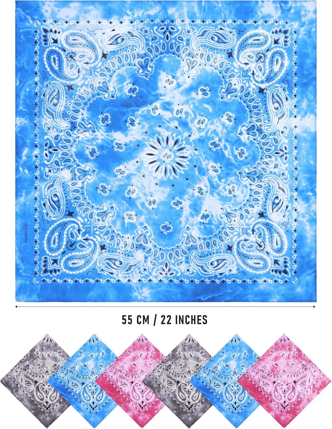 URATOT Paquete de 6 bandanas de algodón con estampado de cachemira...
