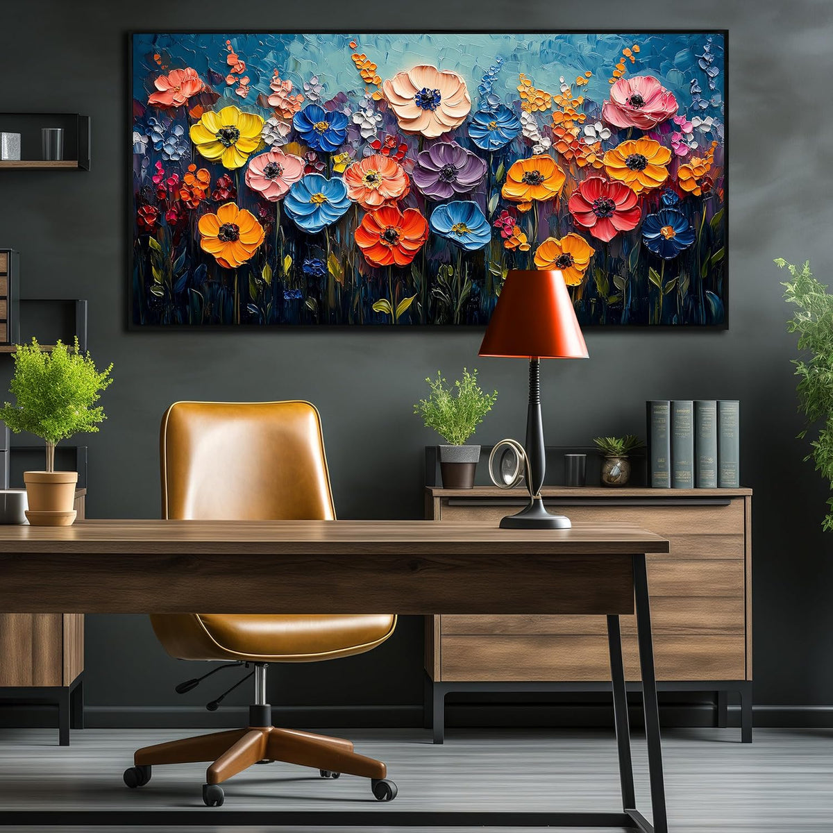 Arte de pared de flores para sala de estar, decoración de pared col...