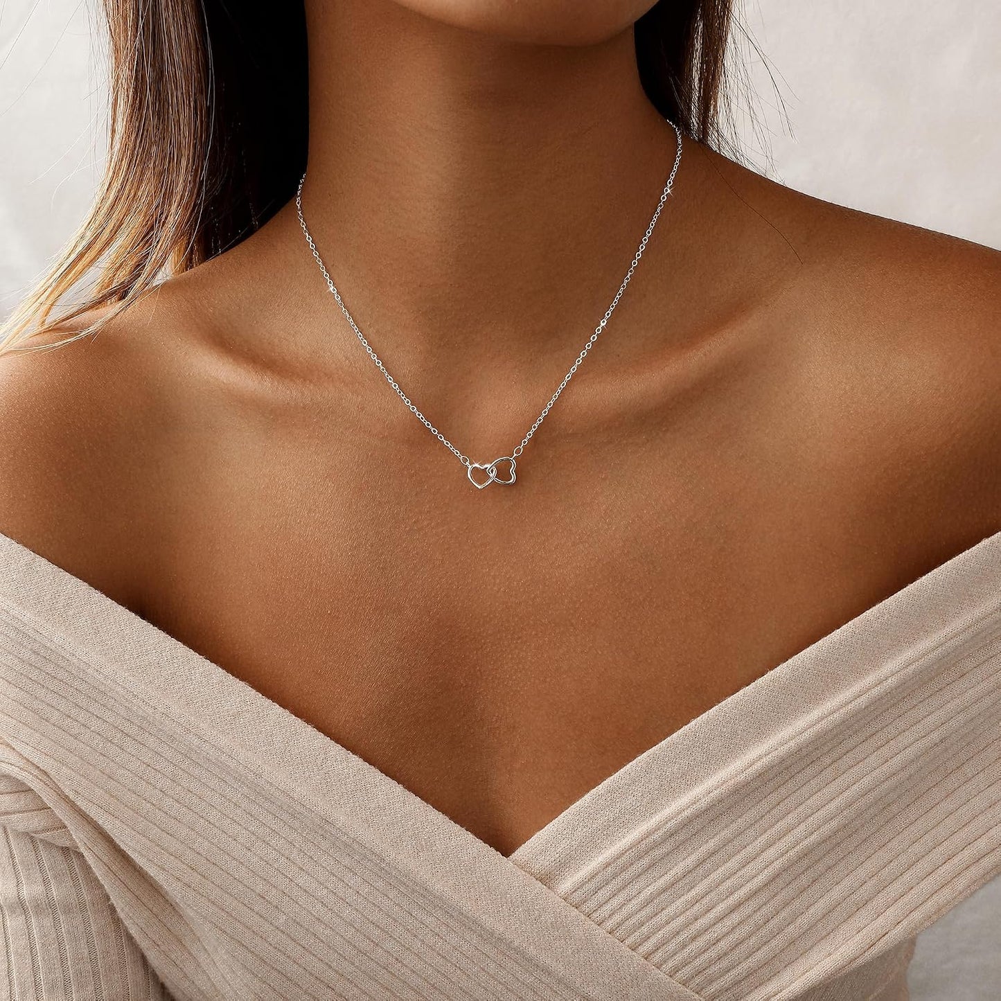 JIKASI Collar de corazón para mujer, delicado chapado en oro de 14...