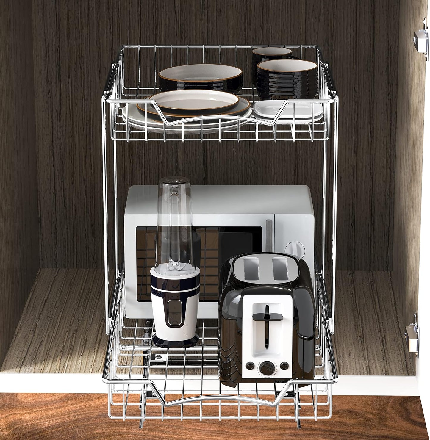 Simple Houseware Estante deslizante extraíble de 2 niveles (L+L) pa...