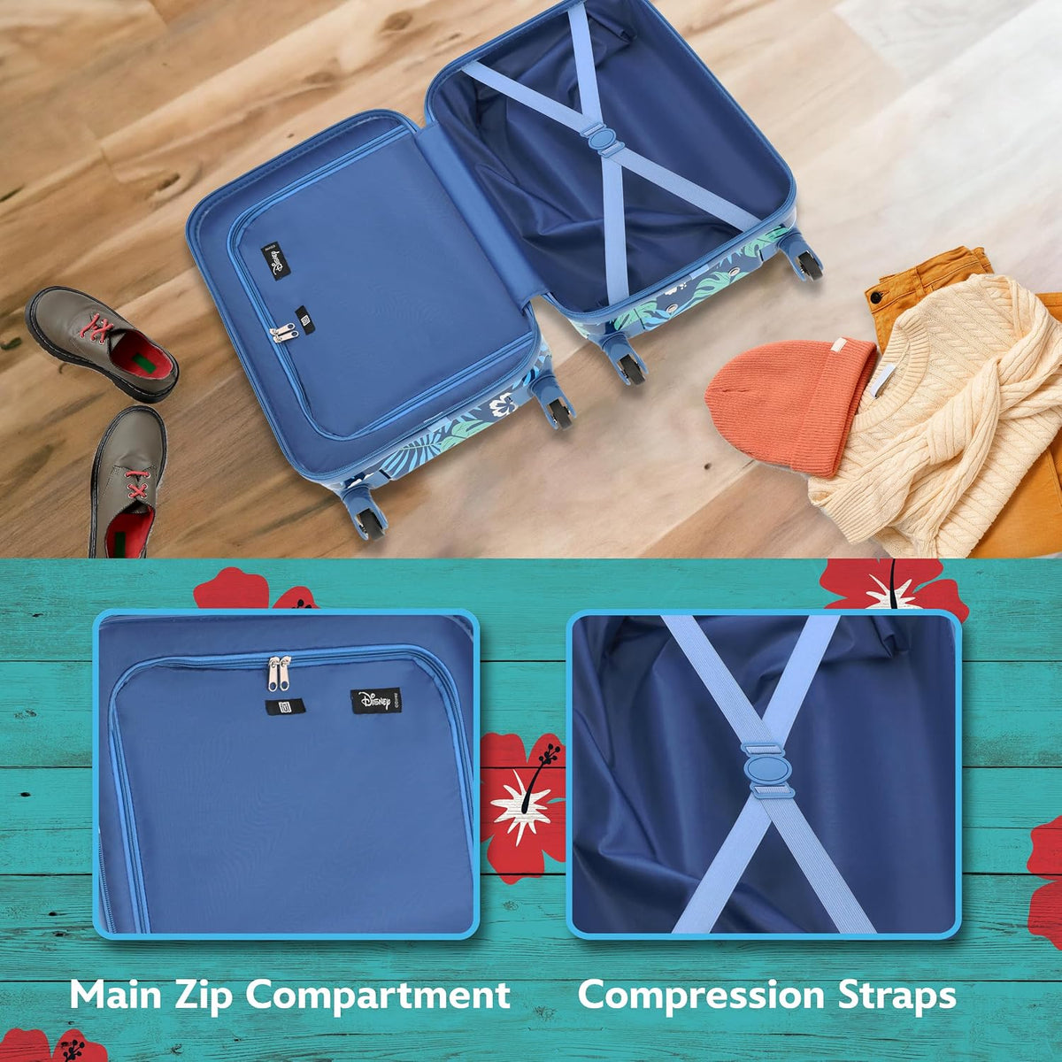 FUL Disney Stitch - Equipaje de mano para niños, 21 pulgadas, color...