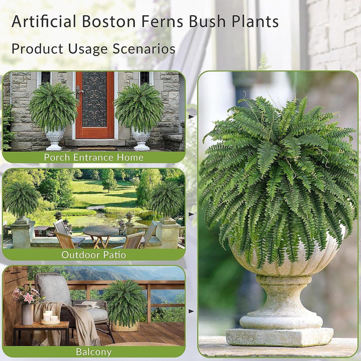 FOREST PRINCE Helechos artificiales de Boston de 50", plantas d...