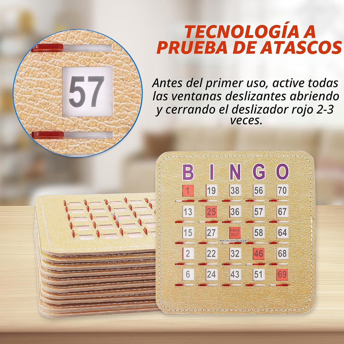 GSE Games &amp; Sports Expert Tarjetas de bingo con obturador cosid...