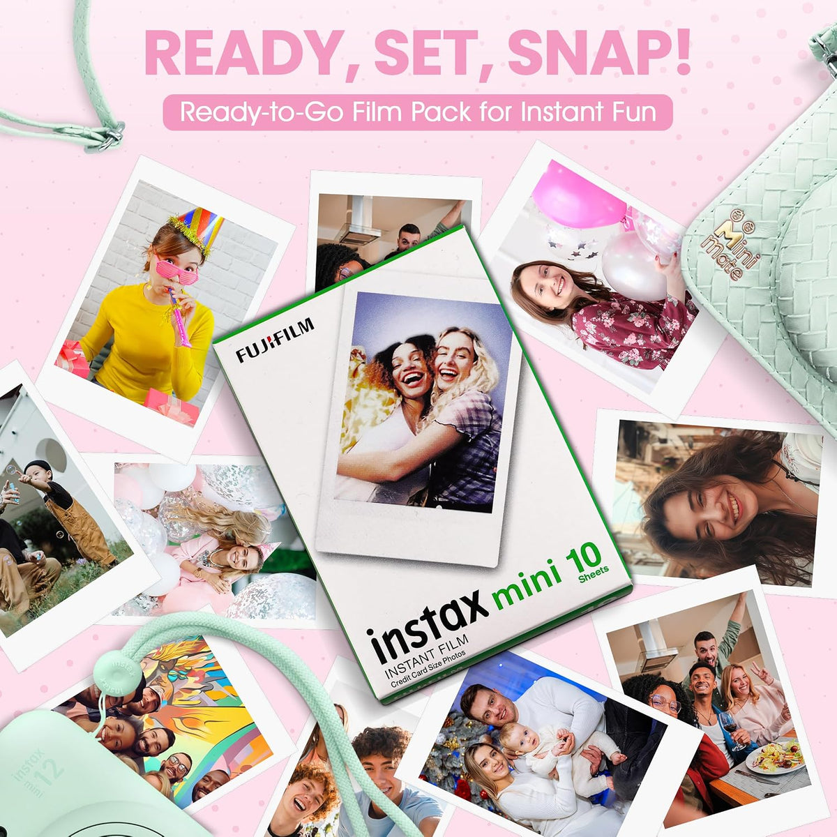 Fujifilm Cámara Instantánea Instax Mini 12 Verde Menta + Estuche de...
