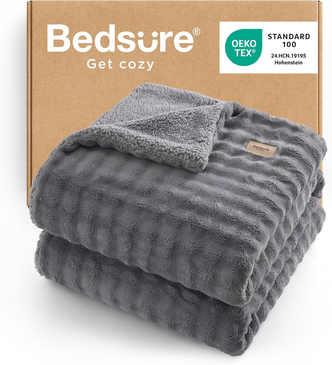 Bedsure - Manta Bubble Sherpa tamaño King para la cama - Manta de f...