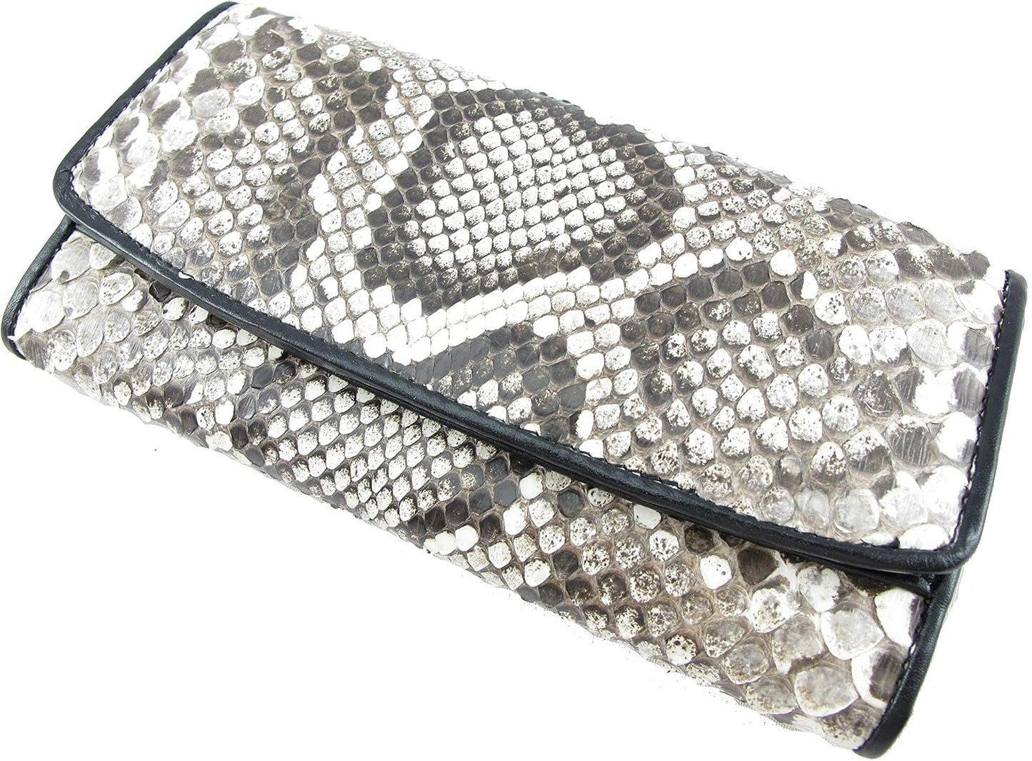 Pelgio Cartera de embrague triple de piel de serpiente de pitón aut...