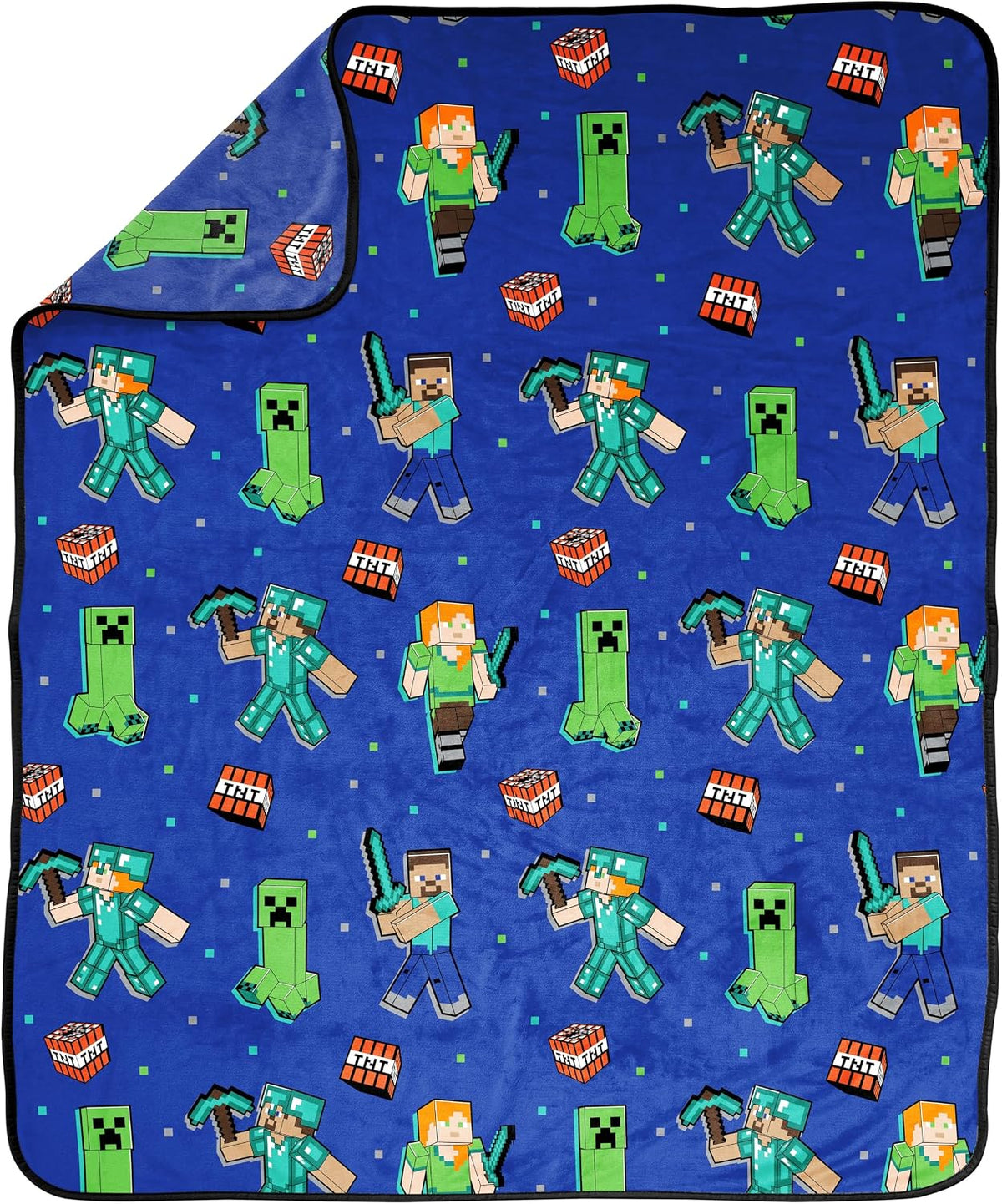 Manta de felpa Minecraft - Mide 50 x 60 pulgadas - Ropa de cama azu...