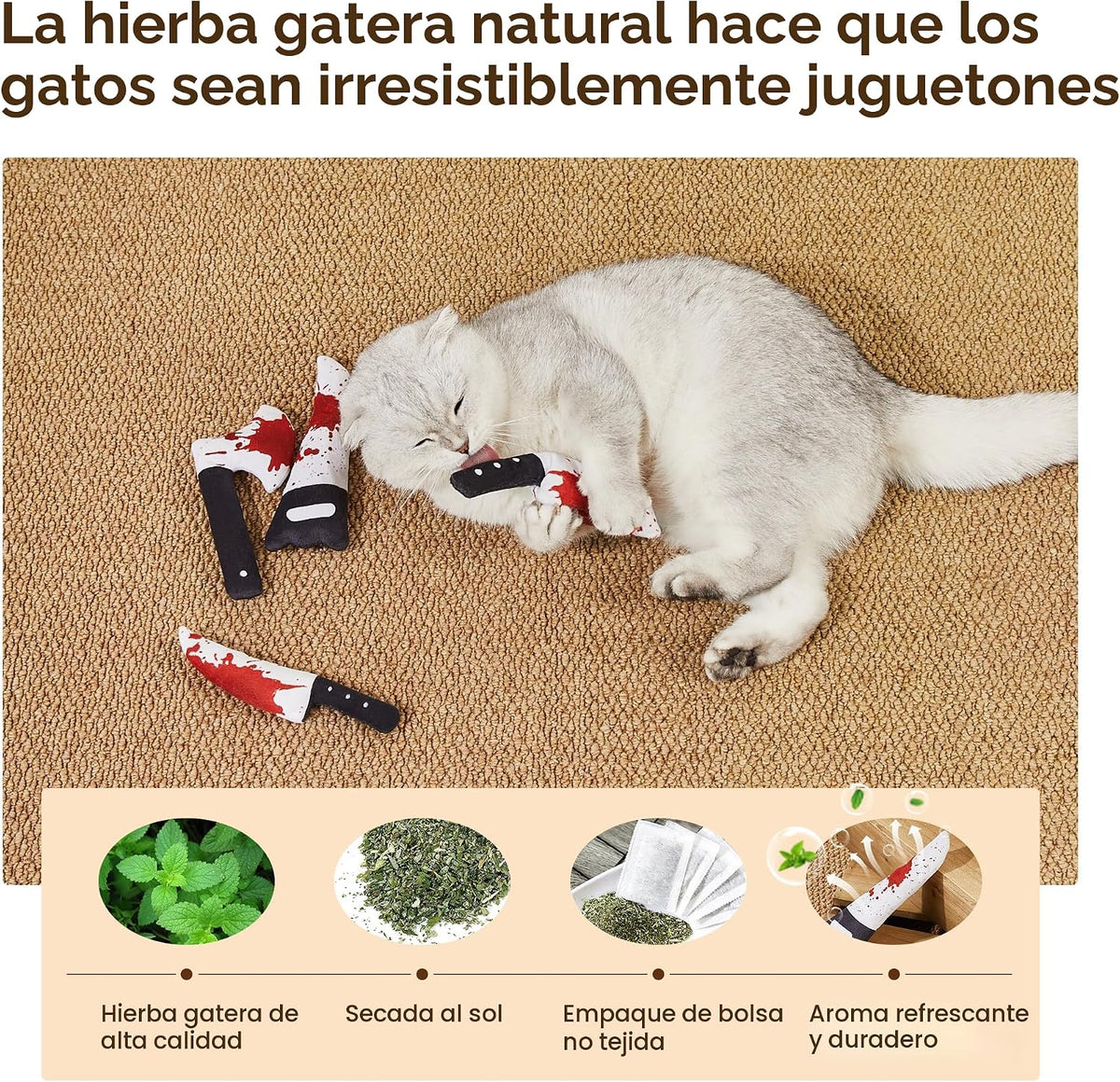 Potaroma 4 Piezas Juguetes para Gatos, Terror de Halloween Juguetes...