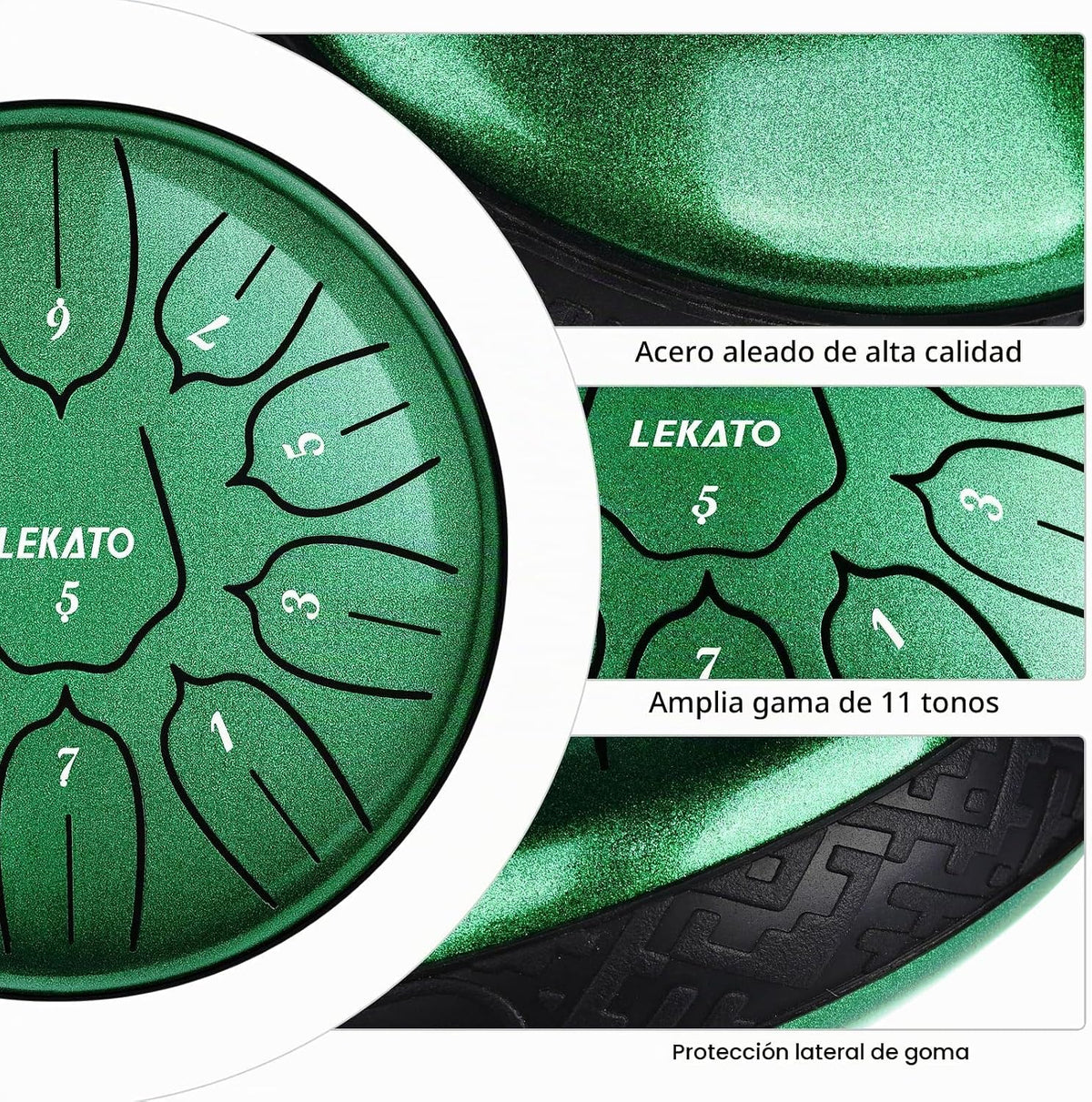 LEKATO Tambor de lluvia para exteriores, tambor de lengüeta de acer...