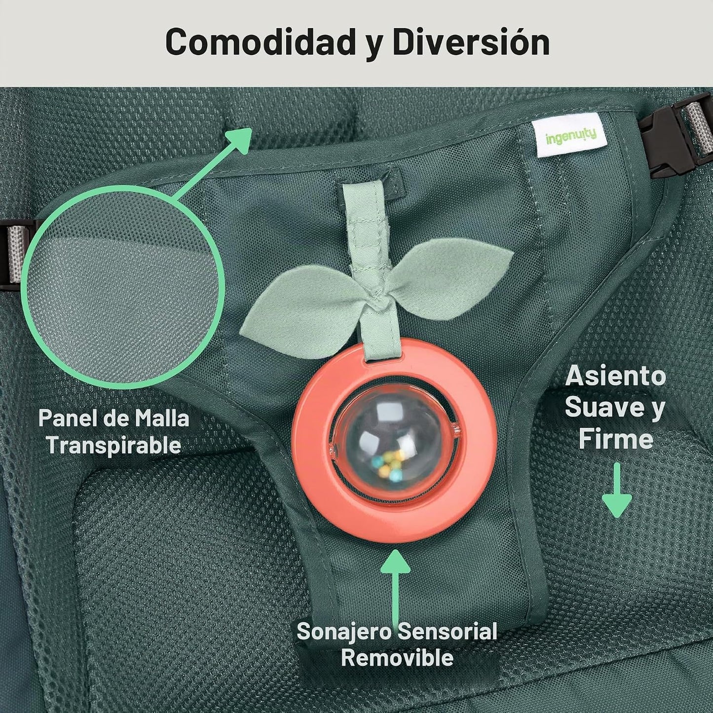 Ingenuity Stow &amp; Go - Portabebés plegable compacto, asiento por...