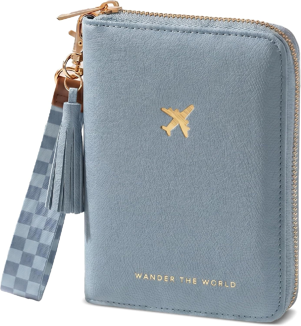Hermoso soporte para pasaporte y cartera de viaje con correa de muñ...